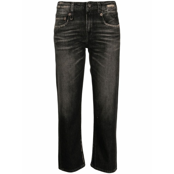 アールサーティーン レディース デニムパンツ ボトムス Distressed-effect cropped jeans Grey｜asty