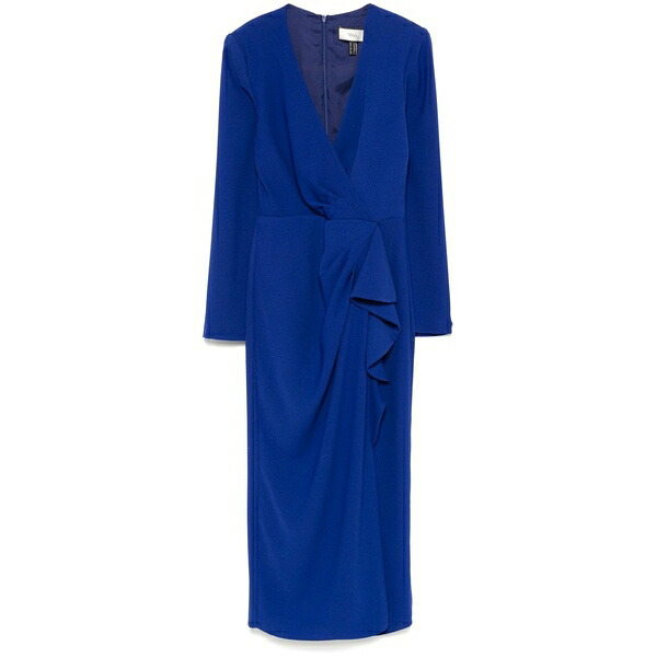 ニッサ レディース ワンピース トップス V-neck crepe midi dress Blue｜asty