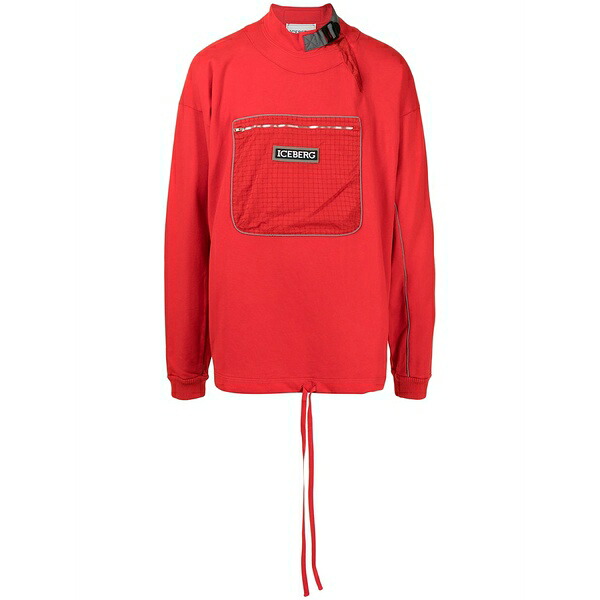 アイスバーグ メンズ パーカー・スウェットシャツ アウター Logo-patch cotton sweatshirt  Red