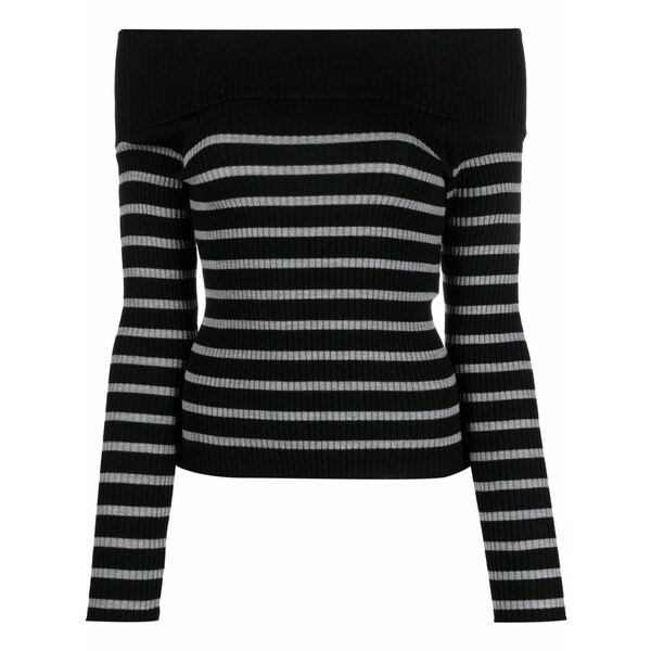セミクチュール レディース ニット\u0026セーター アウター Striped virgin-wool jumper Black