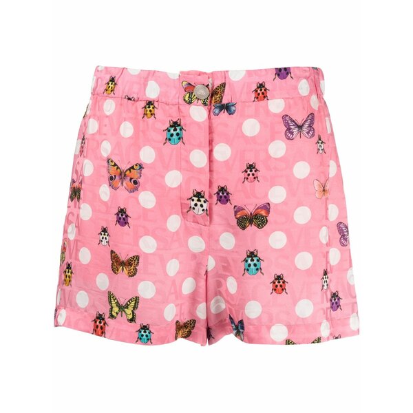 ヴェルサーチ レディース カジュアルパンツ ボトムス Butterflies-print silk-blend shorts Pink|asty