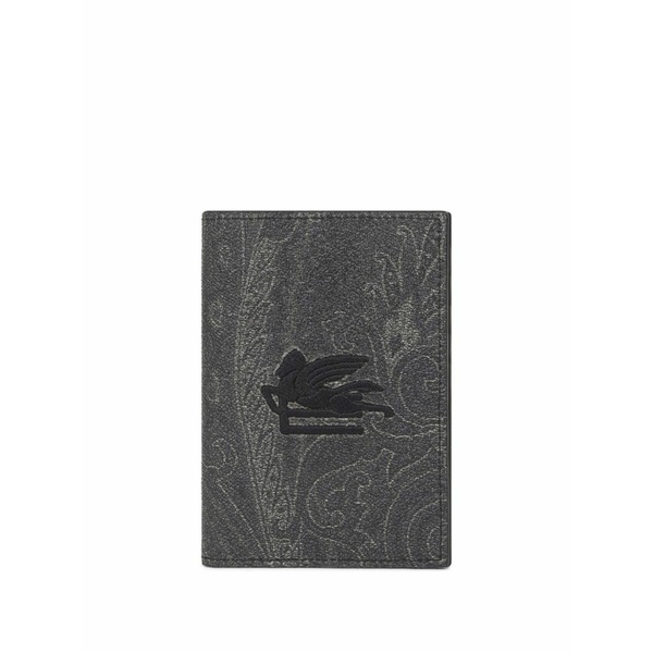 エトロ メンズ 商行為系 御徒面子 Paisley embroidered passport case Grey