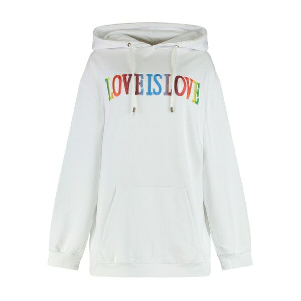 アルベルタ フェレッティ レディース パーカー・スウェットシャツ アウター Lettering-patch hoodie White
