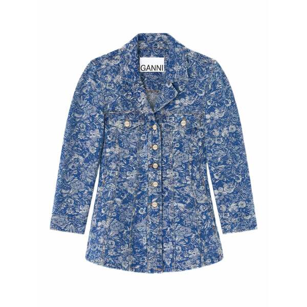ガニー レディース ジャケット＆ブルゾン アウター Floral-print denim jacket Blue｜asty