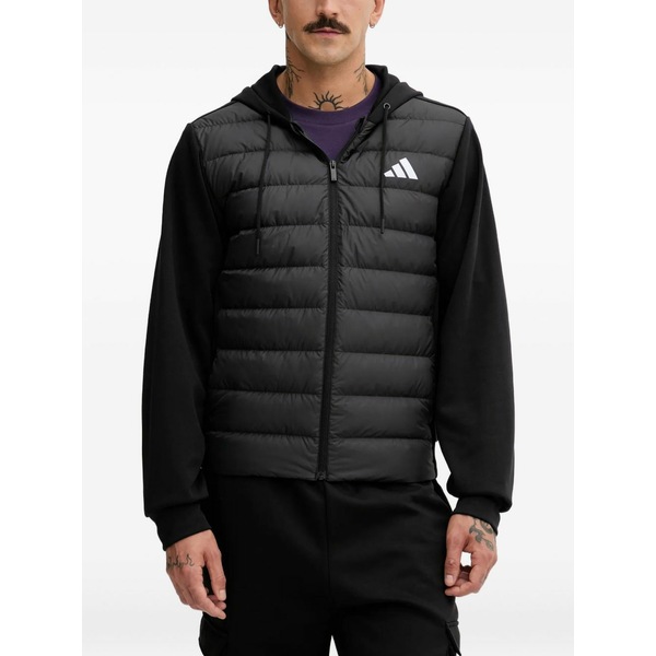 アディダス メンズ 上衣＆上衣 アウター Hooded logo-detail jacket Black