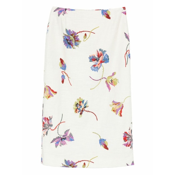 ラ・ダブル・ジェイ レディース スコート ボトムス Floral-print straight skirt White レディースファッション-スカート