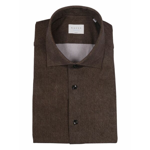 ザカス  メンズ シャツ トップス Cutaway-collar shirt  Brown