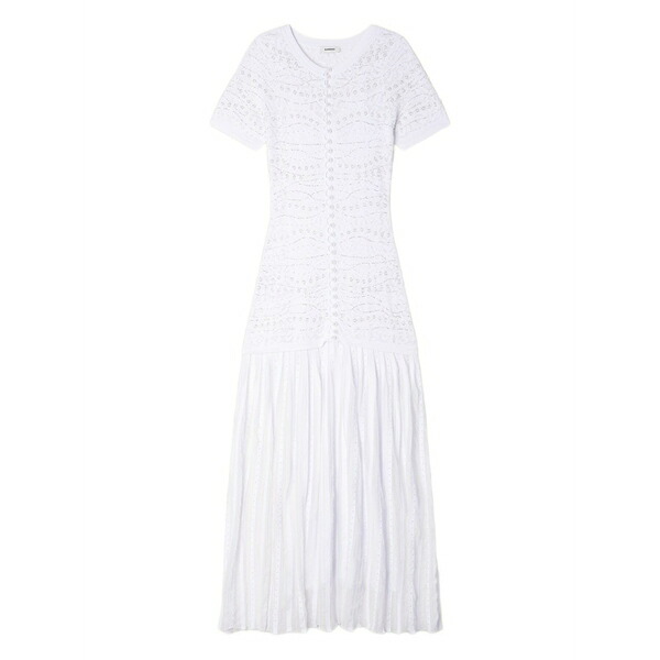 サンドロ レディース ワンピース トップス Textured embellished knitted dress White｜asty