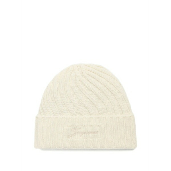 ジャクエムス メンズ 帽子 アクセサリー Ribbed beanie Neutrals｜asty