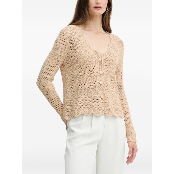 フラコミーナ レディース ジレー アウター Scallop-trim buttoned cardigan Neutrals