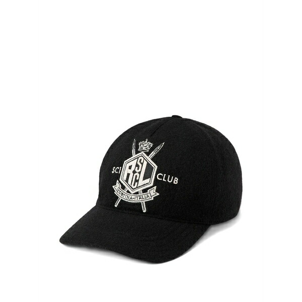 ラルフ・ローレン パープルレーベル メンズ 帽子 アクセサリー Logo-crest baseball cap Black|asty