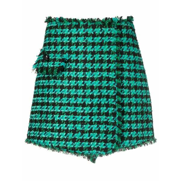 エムエスジイエム レディース カジュアルパンツ ボトムス Tweed houndstooth-pattern shorts Green|asty