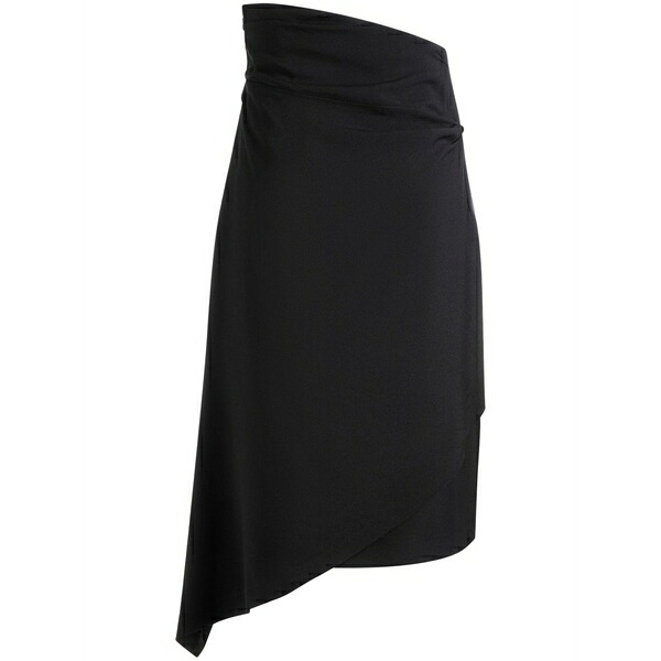 バリー レディース スカート ボトムス Wrap asymmetric midi skirt Black｜asty