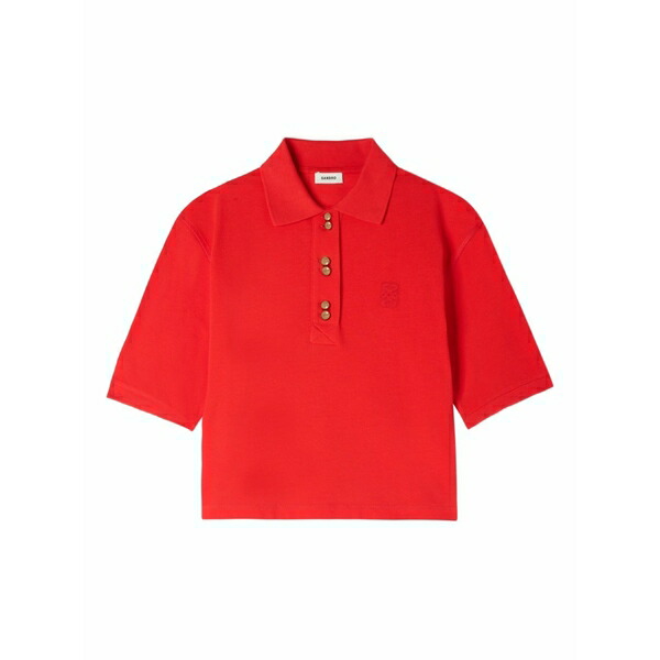 砂子ロ レディース スポーツシャツ トップス Buttoned polo shirt Red