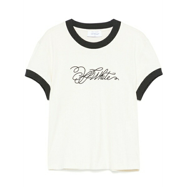 象牙色 レディース ティーシャツ トップス Logo-embroidered t-shirt Neutrals レディースファッション-トップス