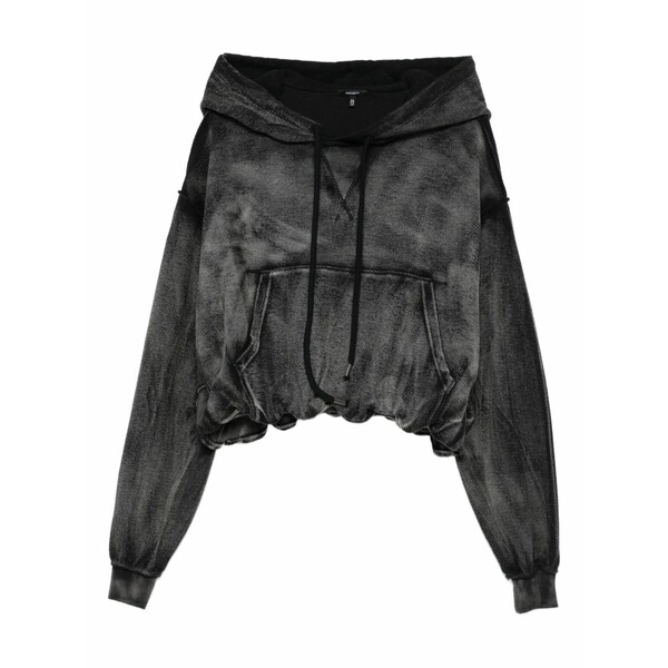 アールサーティーン レディース パーカー・スウェットシャツ アウター Washed-effect hoodie Black