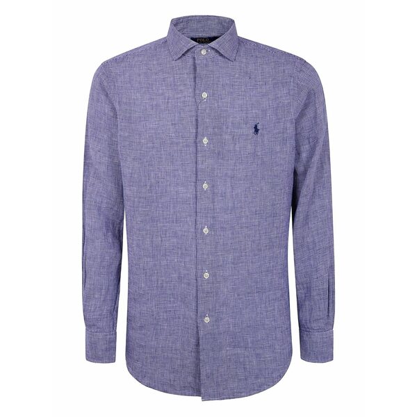 ラルフローレン メンズ シャツ トップス Linen shirt Blue|asty