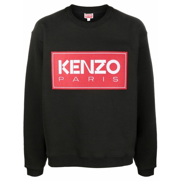 ケンゾー メンズ パーカー・スウェットシャツ アウター Logo-patch crew-neck sweatshirt Black メンズファッション-パーカー-トップス