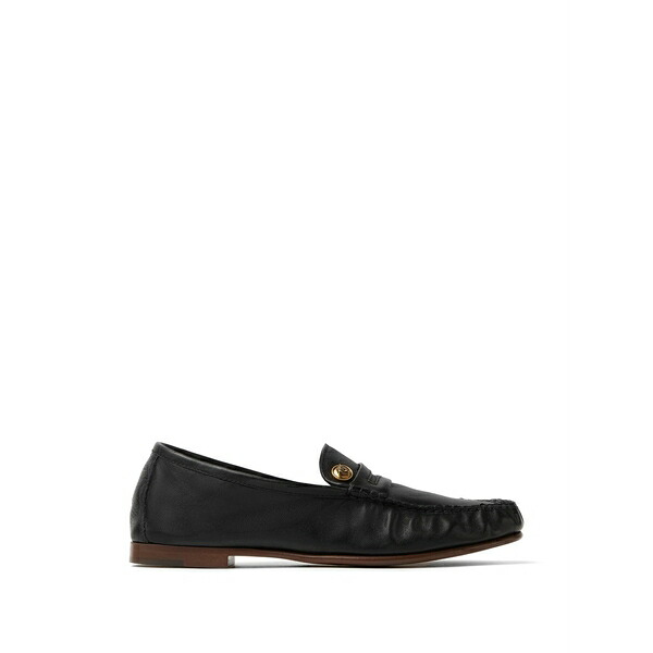 ヴェルサーチ レディース スリッポン・ローファー シューズ Guanto leather loafers Black｜asty