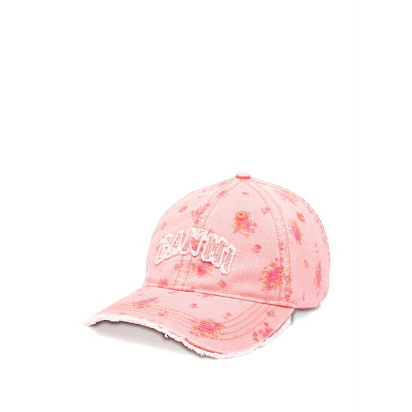 ガニー レディース かぶり笠 付属品 Floral-print frayed baseball cap Pink