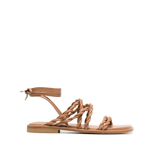 スチュアート ワイツマン レディース サンダル シューズ Braided strap sandals Brown｜asty