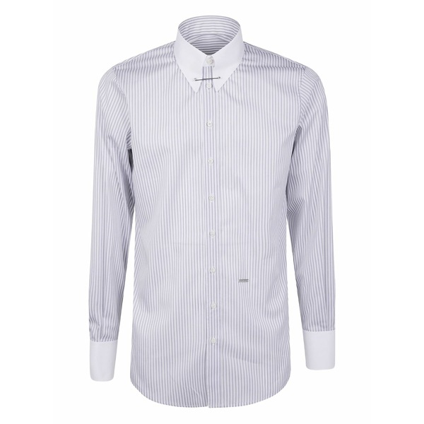 ディースクエアード メンズ プルオーバー トップス Striped pin-collar shirt White