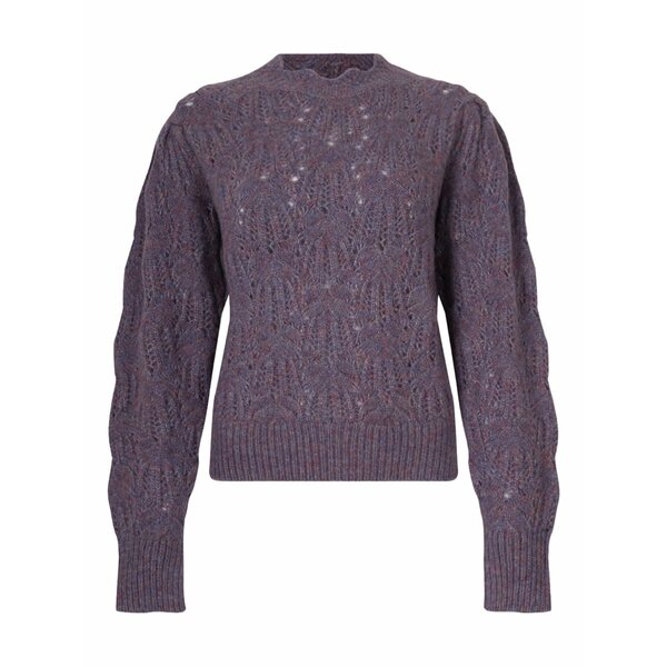 イザ呼びりん マラン レディース 編み物\u0026スウェーター アウター Openwork knitted sweater Purple