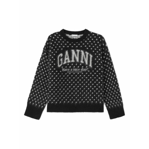 ガニー レディース 編み物\u0026スウェーター アウター Polka-dot logo sweater Black