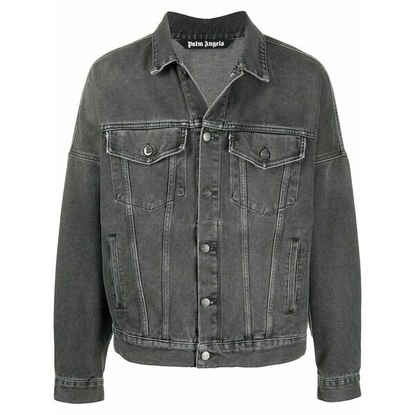 パーム・エンジェルス メンズ ジャケット&ブルゾン アウター Logo-print denim jacket Black|asty