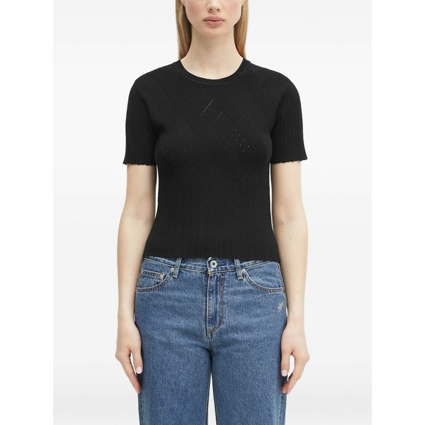 ケンゾー レディース Tシャツ トップス Ribbed top Black|asty