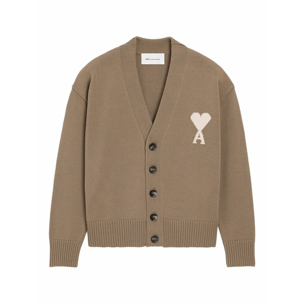 意中の女 メンズ ジレー アウター Ami de coeur-intarsia button cardigan Brown