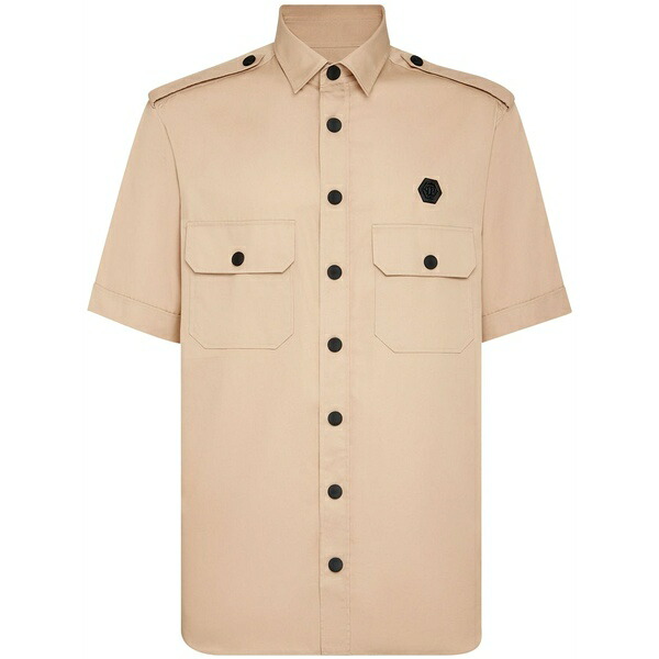 フィリップ飾り気の無い メンズ プルオーバー トップス Plein gothic cotton military shirt Neutrals