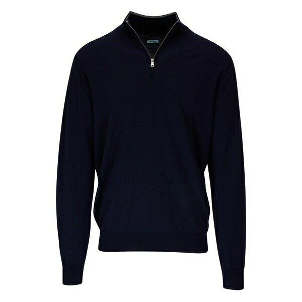 ピーター・銀鏡 メンズ 編み物\u0026ティーシャツ アウター Half-zip sweater Blue
