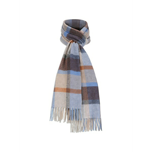 チェルシー インポーツ メンズ マフラー・ストール・スカーフ アクセサリー Check-print fringed scarf Blue|asty