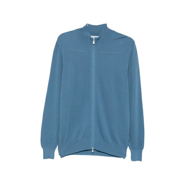 グランサッソ メンズ パーカー・スウェットシャツ アウター Zip-up sweatshirt Blue メンズファッション-トップス