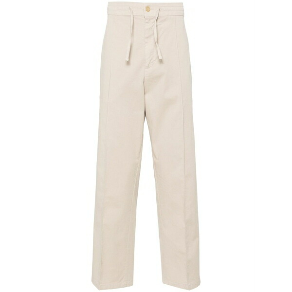 カナーリ メンズ 心地好いズボン下 ボトムス Drawstring-waist straight-leg trousers Neutrals