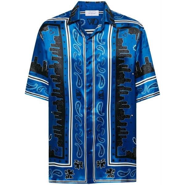 象牙色 メンズ プルオーバー トップス Bandana-print satin shirt Blue