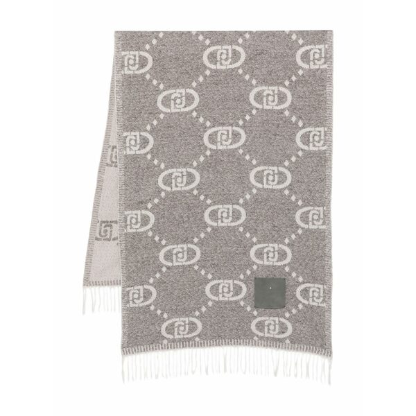 リュージョー レディース 消音装置・袈裟・えり巻き 佩び物 Logo fringed scarf Grey