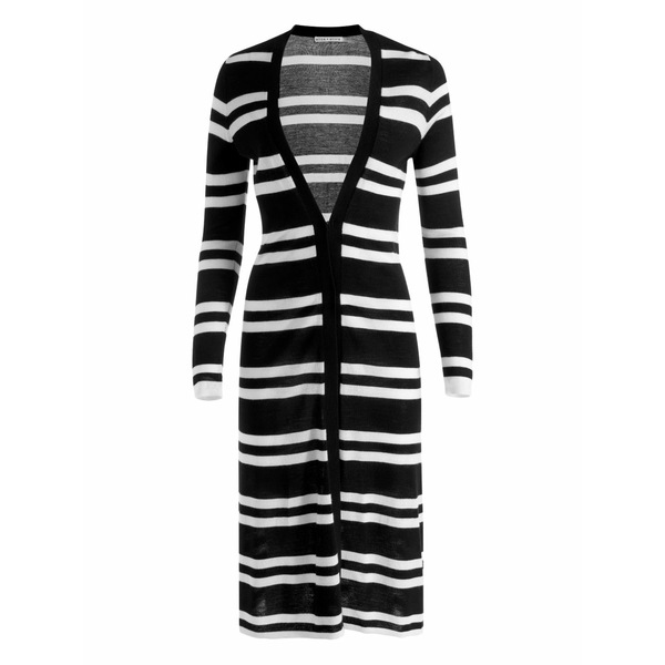 アリス アンド オリビア レディース カーディガン アウター Callan striped maxi cardigan Black｜asty