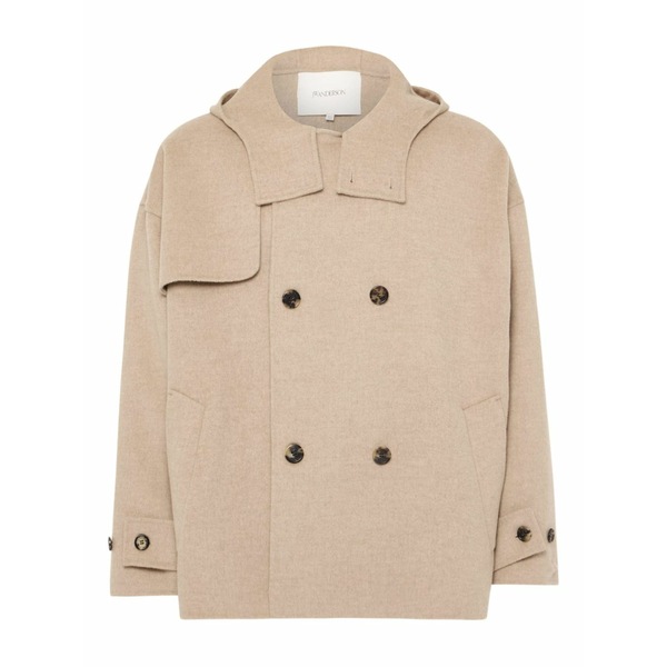 J.W.アンダーソン レディース 厚地の外套 アウター Hooded double-breasted coat Neutrals