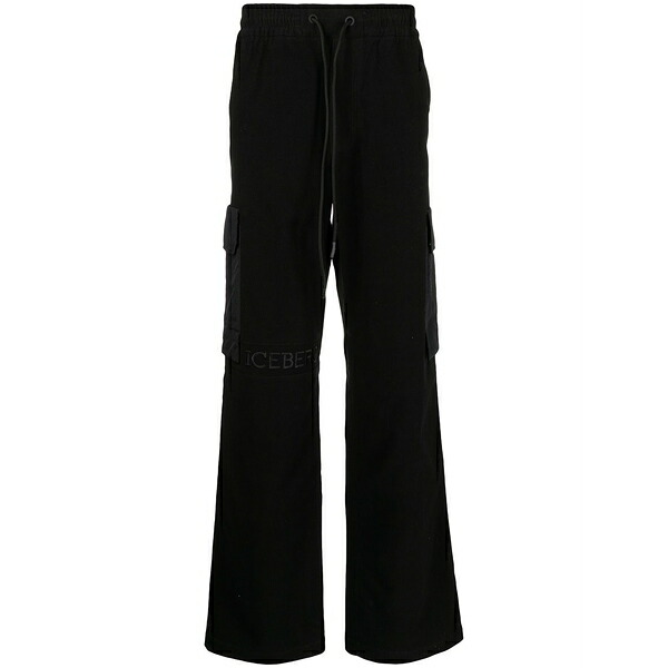 アイスバーグレタス メンズ 心地好いズボン下 ボトムス Side cargo-pocket trousers Black ズボン・パンツ-メンズファッション