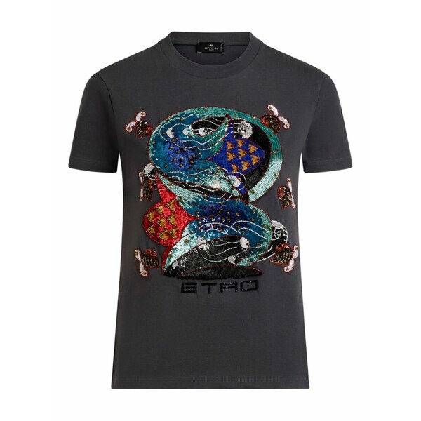 エトロ レディース ティーシャツ トップス Sequin-embellished graphic t-shirt Grey