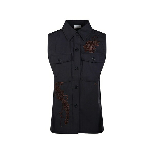 パロッシュ レディース プルオーバー トップス Embroidered pocket shirt Black