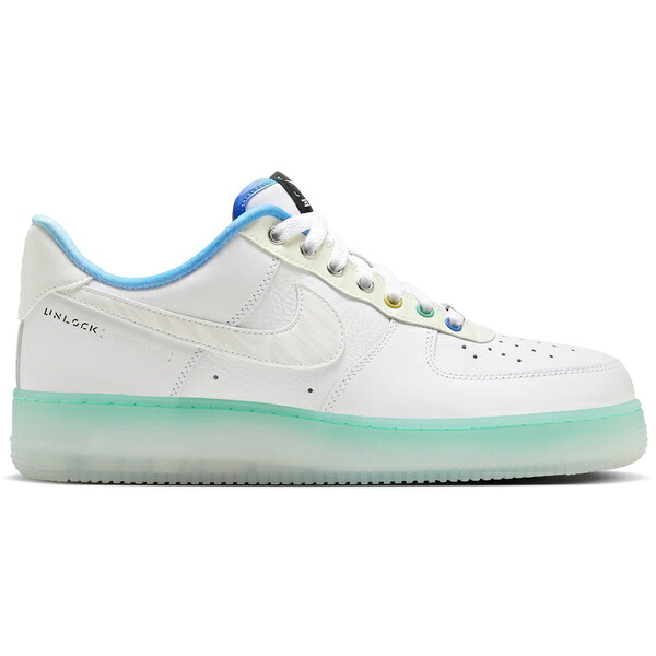 Nike ナイキ メンズ スニーカー  【Nike Air Force 1 Low \u002707 PRM Unlock Your Space】  大きさ US_8.5(26.5珊) White/White-Ice Blue-Light Menta-Light Photo Blue