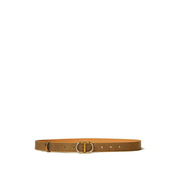 ツインセット レディース ベルト アクセサリー Rhinestone-embellished leather belt Brown|asty