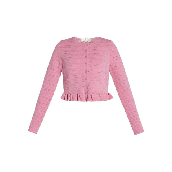 ラブスハックファンシー レディース ジレー アウター Ruffled-hem cardigan Pink