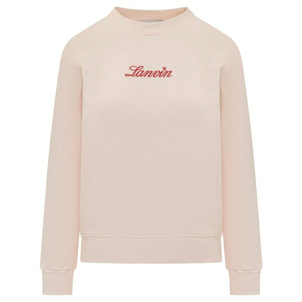 ランバン レディース 編み物\u0026スウェーター アウター Embroidered-logo sweatshirt Pink