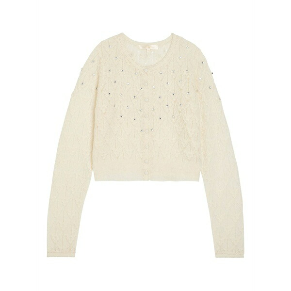 ラブスハックファンシー レディース ジレー アウター Embellished pointelle-knit cardigan Neutrals