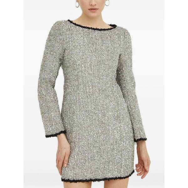 ミス シックスティ レディース ワンピース トップス Sequin tweed long-sleeve dress Grey|asty
