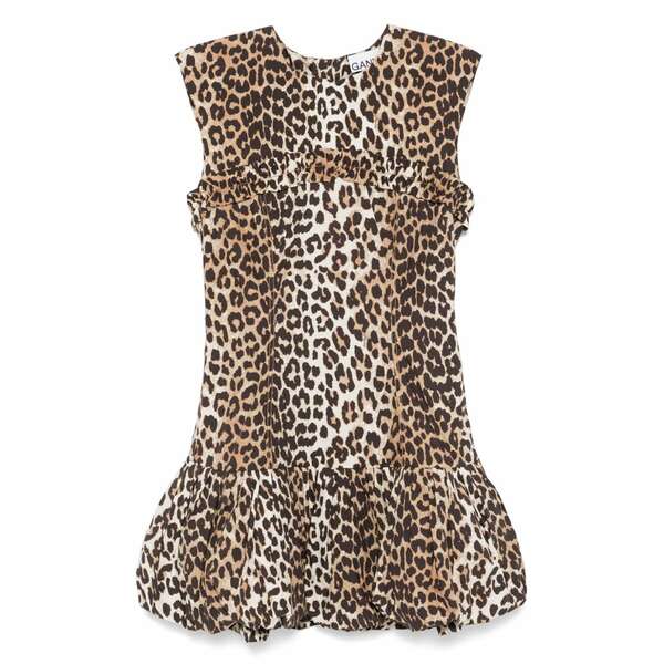 ガニー レディース ワンピース トップス Leopard-print cotton mini dress Brown｜asty